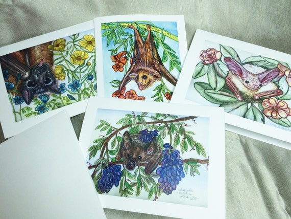 Bat Blank Notecards:  Rescued Bats