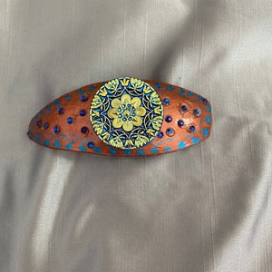 Flower Gourd Barrette:  Czech Glass Blue Lace