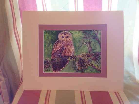 ORIGINAL Watercolor Painting of Barred Owl