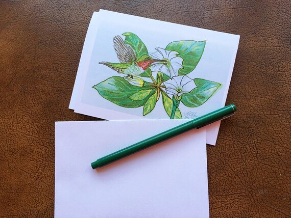 Blank Notecards: Ruby Throat and Sacred Datura