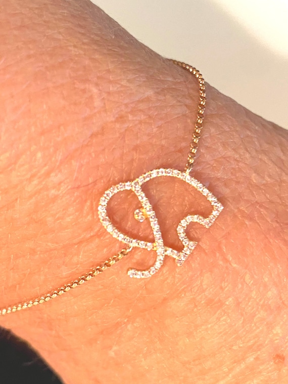 Vintage 18kt Rose Gold Bracelet:  Adorable Elephant Set with Natural Untreated Pink Diamonds