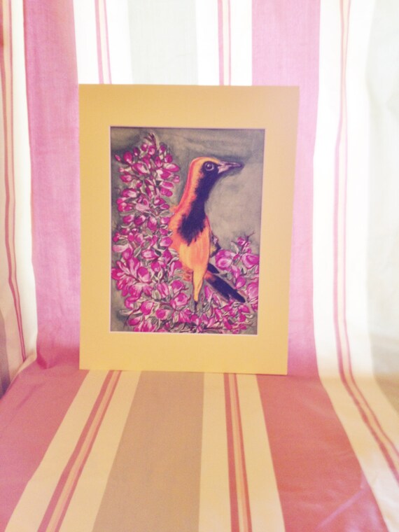 ORIGINAL Oriole and Sage Watercolor Painting