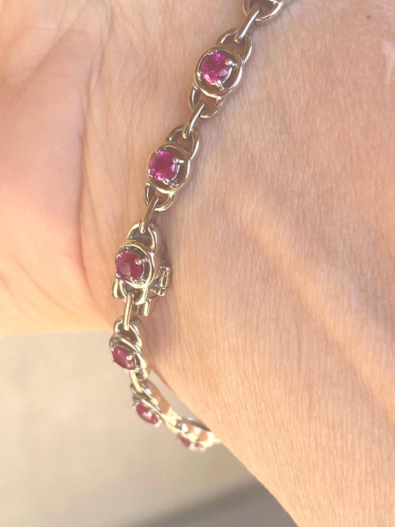 Vintage 14kt White Gold Bracelet Set with Burmese Rubies (3cts)