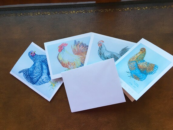 Blank Chicken Notecards:  Chicken Breeds of the World series 1