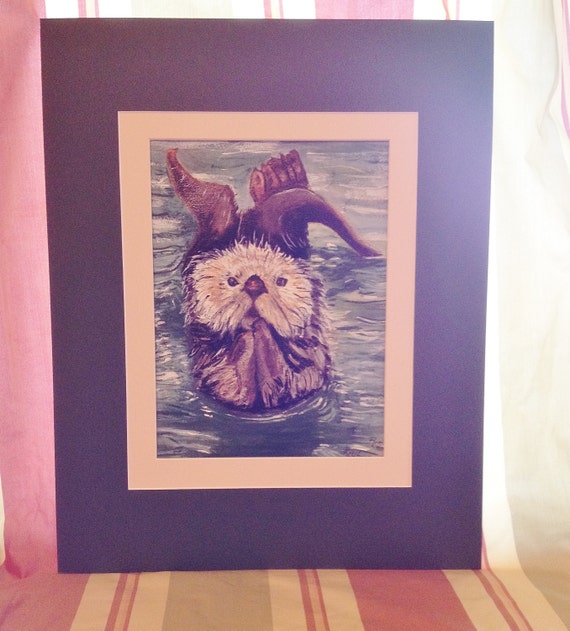 ORIGINAL Floating Otter Watercolor Painting