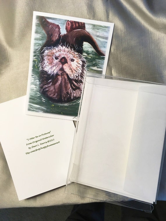 Animal Blank Notecards:  Floating Otter