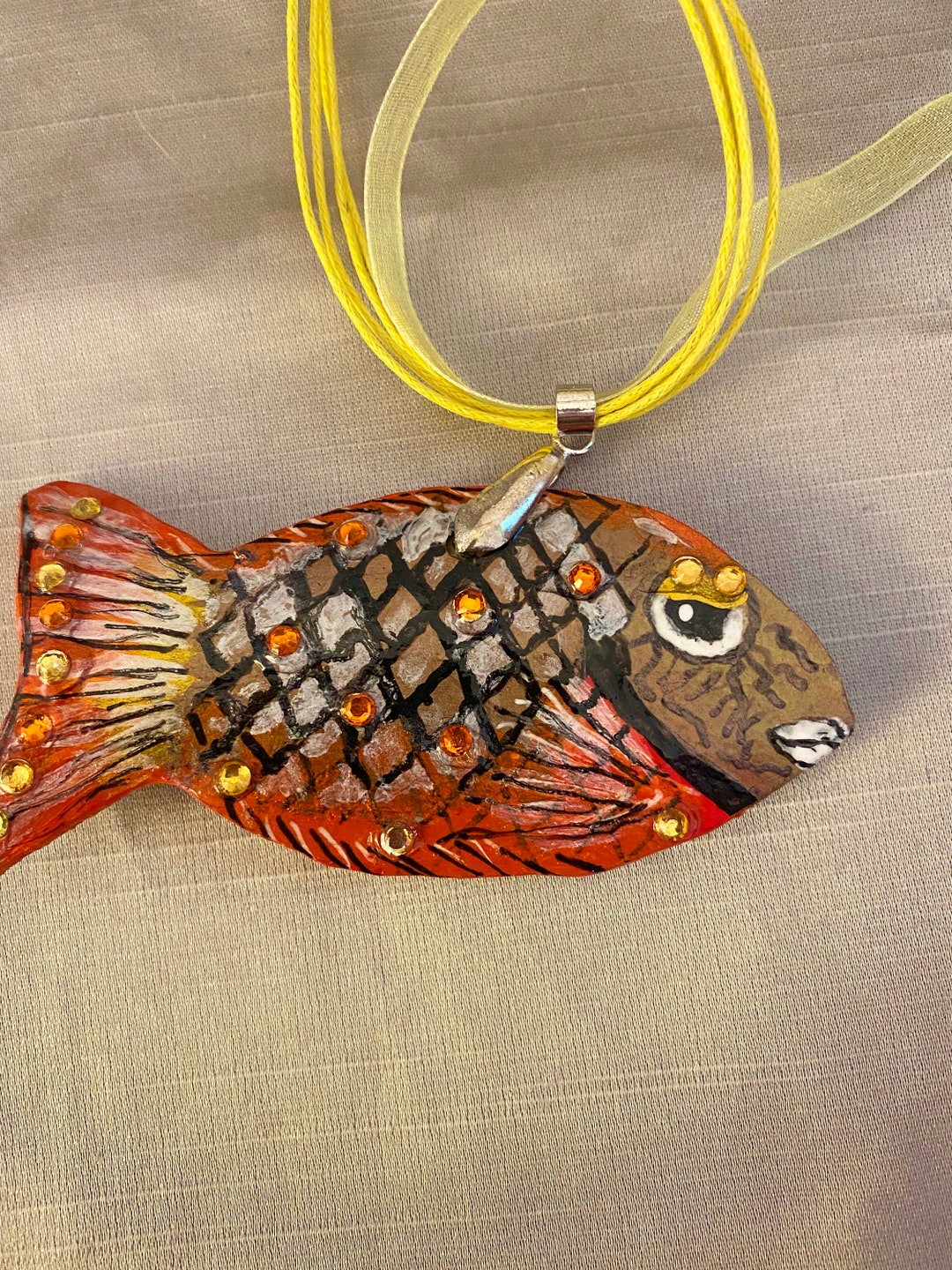 Fish Gourd Necklace Stoplight Fish Etsy