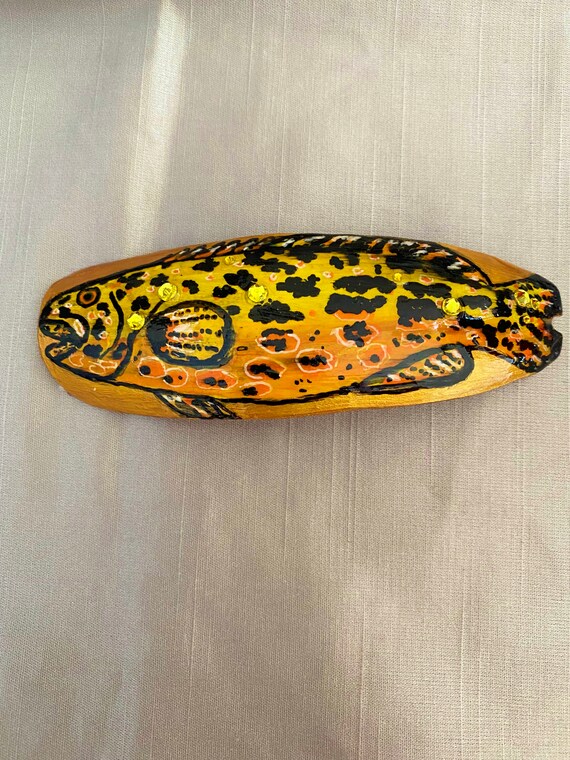 Fish Gourd Barrette:  Yellow Fin Grouper Barrette