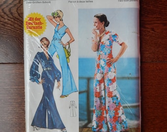 Womens Jumpsuit Sewing Pattern V- Neck Empire Waist/ Burda 6 2052/ Misses 12/14, 16 (38/40, 42)/ Retro, Please Read Description/ Uncut