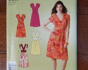 Easy Dress Sewing Pattern Gathered Empire Waist Band Tie Knee Length Simplicity 2957 Misses 8 10 12 14 16 18 Bust 31.5 - 40" Uncut