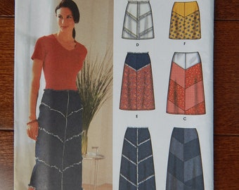 Skirt Sewing Pattern V Shaped Paneled Front Back Zipper Three Lengths 6 Made EASY Simplicity 7179 Misses Sizes 12, 14, 16, 18/ Uncut