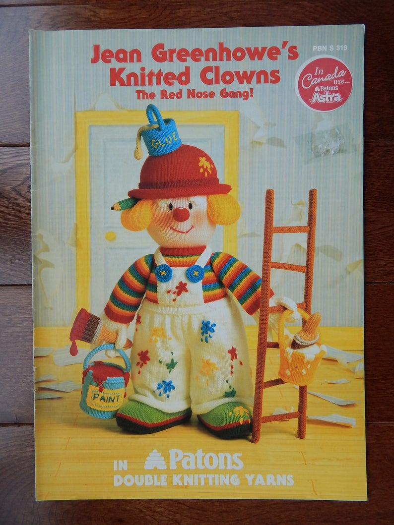 Clown Knitting Pattern Knitted Clowns The Red Nose Gang By Etsy
