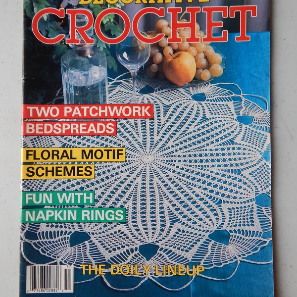 Decorative Crochet Magazine Sept 1990 #17 32 Patterns Stitch Diagrams Tablecloth Doilies Filet Bedspread Runners Pineapple