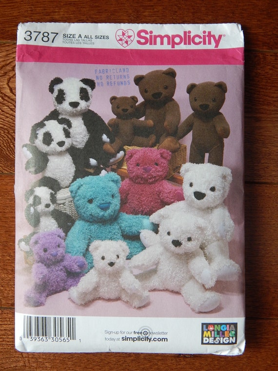 Simplicity Craft Sewing Pattern Baby Toys Dolls Bears Blanket Kids Stuffed Plush