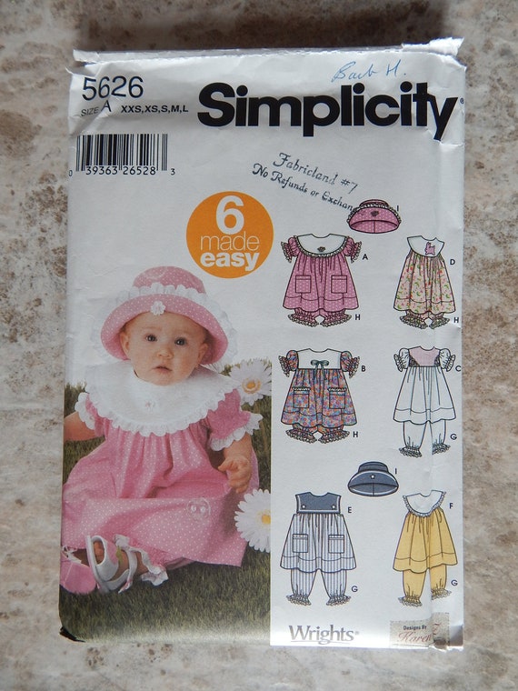 Buy Gathered Chest Dress Pantaloons Hat Sewing Pattern Girls Baby
