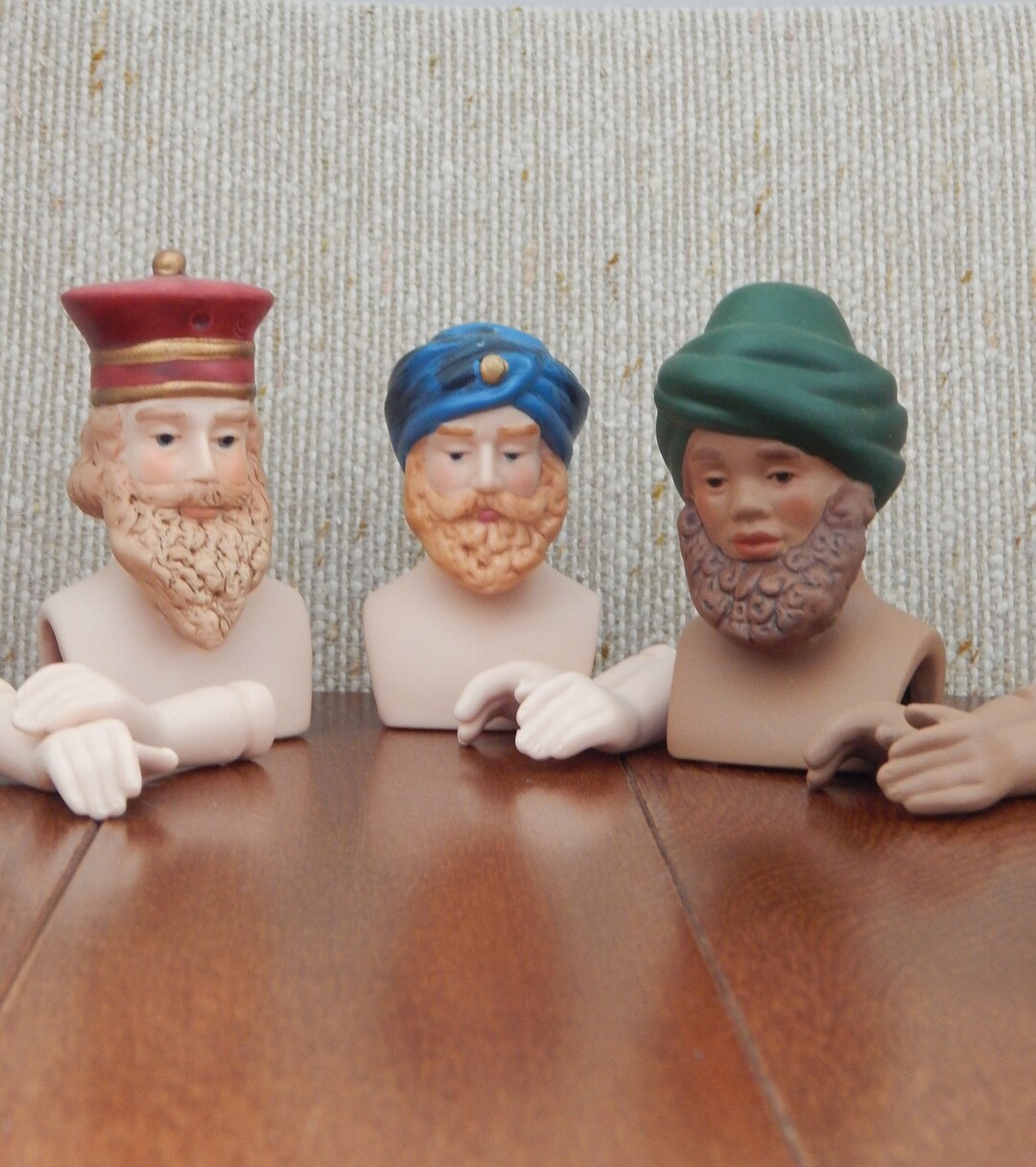 Three Wise Men Porcelain Doll Head & Arm Sets Approx 3 1/8'' 3 1/2 ...