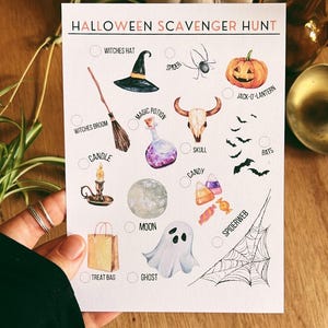 Halloween Scavenger Hunt, Kids Game, Halloween Party, Party Games, Kids Activities, Trick or treat gift idea, Instant Download,Spooky Season