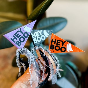 Hey Boo Festive Flag | Halloween Spooky Cute Boo Basket Flag