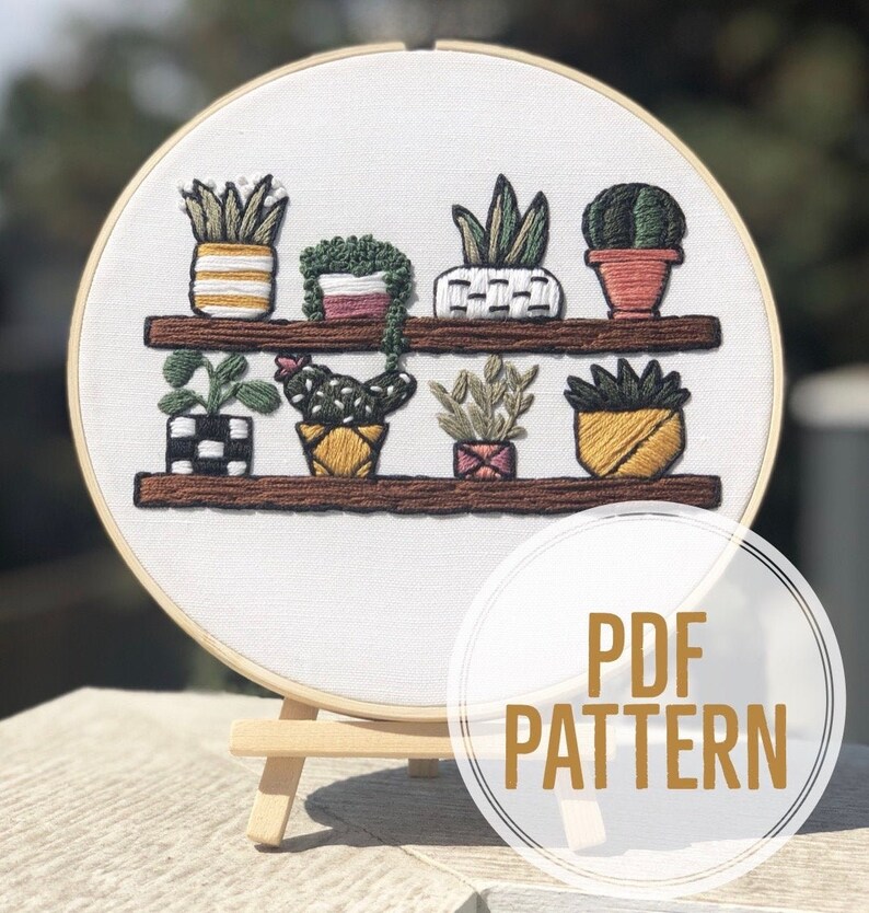 Plant Shelf Hoop Art Patterrn | DIY Embroidery PDF Pattern - Etsy