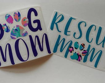 Dog mom/rescue mom/fur mom/cat lady decals/ Fur Mama / Dog Mom AF