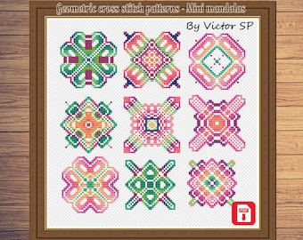 Cross stitch mandala - Geometric mandala cross stitch - Mini mandalas cross stitch - Small mandalas cross stitch