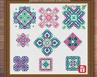 Cross stitch mandala - Geometric mandala cross stitch - Mini mandalas cross stitch - Small mandalas cross stitch