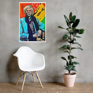 Fine art poster of Andy Warhol with banana painting by Tim Ellis