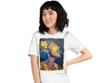 Short-sleeve unisex t-shirt with Billie Holiday print