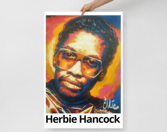 Fine art poster of Herbie Hancock painting by Tim Ellis with text