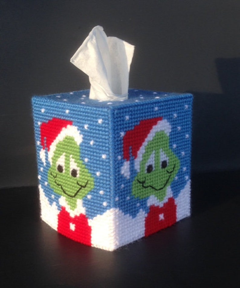 Christmas Grinch Tissue Topper Plastic Canvas PATTERN ONLY PDF Instant