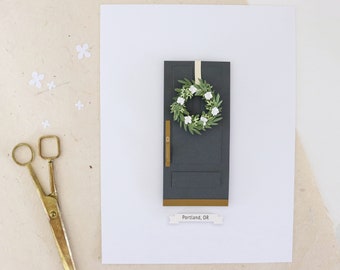 Custom House Portrait with wreath made from Paper