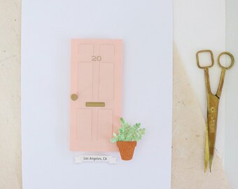 Custom Front Door Portrait with Potted Plant