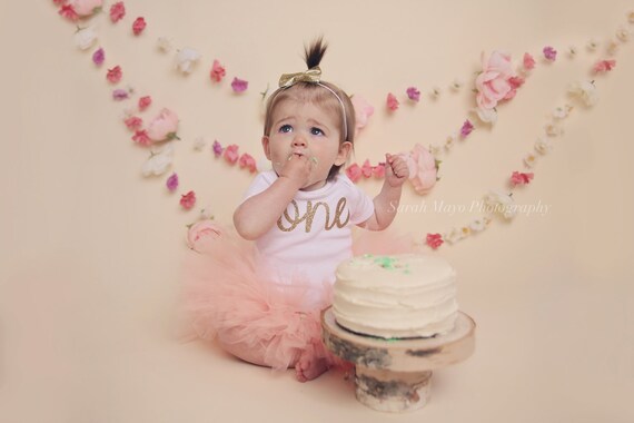 Baby Girls 1st Birthday Outfit Blush Peach Tutu Gold Cursive Etsy