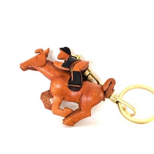 Horse Rider 3D Leather Keychain(L) *VANCA* Made in Japan #56129 　　