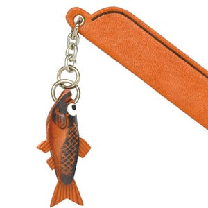 Lachs Leder Charme Lesezeichen/Lesezeichen/Bookmarker * VANCA * hergestellt in Japan #61308　