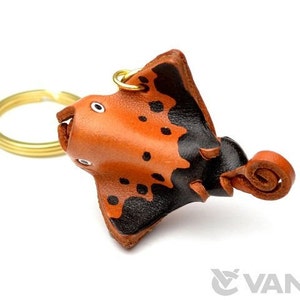 Manta Ray 3D Leather Keychain(L) *VANCA* Made in Japan #56171