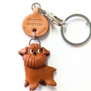 Brussels Griffon 3D Leather Dog Keychain Keyring Purse Charm Zipper pull Accessory *VANCA* Made in Japan #56779