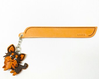 Chihuahua Long Haird/coat Black&Tan Leather Bookmark – Handcrafted 3D Dog Charm Made in Japan