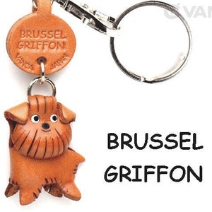 Brussels Griffon 3D Leather Dog Keychain Keyring Purse Charm Zipper pull Accessory *VANCA* Made in Japan #56779