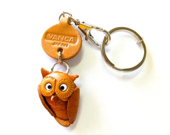 VANCA Japan Leather Owl Keychain – 3D Animal Purse Charm Zipper Pull Accessory