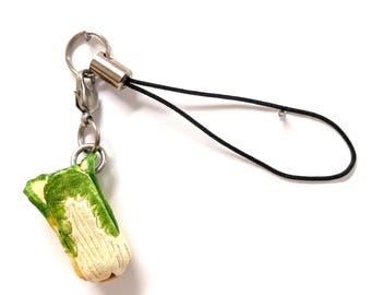 Chinese Cabbage Vegetable Leather Phone Charm *VANCA* Made in Japan #46363　