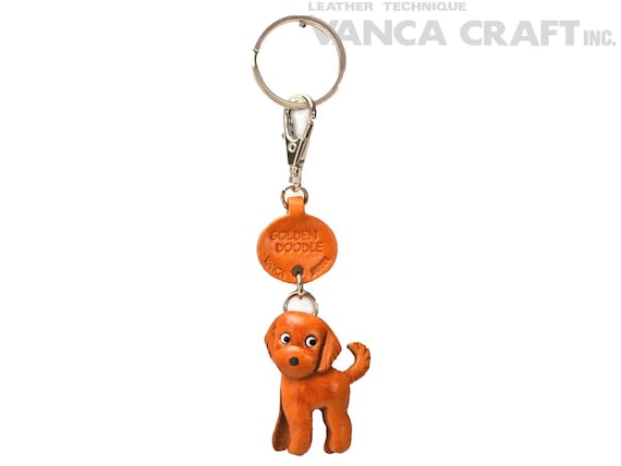 Labradoodle 3D Leather Key chain ring *VANCA* Made in Japan #56799