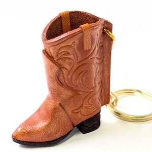 Llavero de cuero 3D con forma de bota vaquera, hecho a mano, para bolso, adorno para coche, accesorio de moda, regalo para el Día del Padre *VANCA* Hecho en Japón 56139
