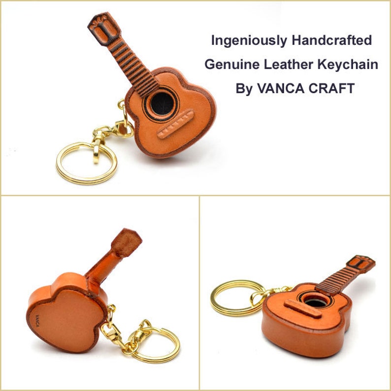 Guitar 3D Leather KeychainL VANCA Made in Japan 56123 image 4