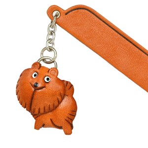 Pomeranian Leather dog Charm Bookmark/Bookmarks/Bookmarker *VANCA* Made in Japan #61747　