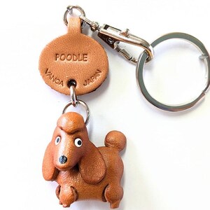 Pudel 3D Leder Hund Schlüsselanhänger Geldbörse Charm Reißverschluss Accessoire *VANCA* Made in Japan #56749　