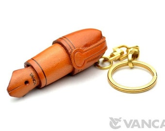 Fountain pen 3D Leather Keychain(L) *VANCA* Made in Japan #56197　