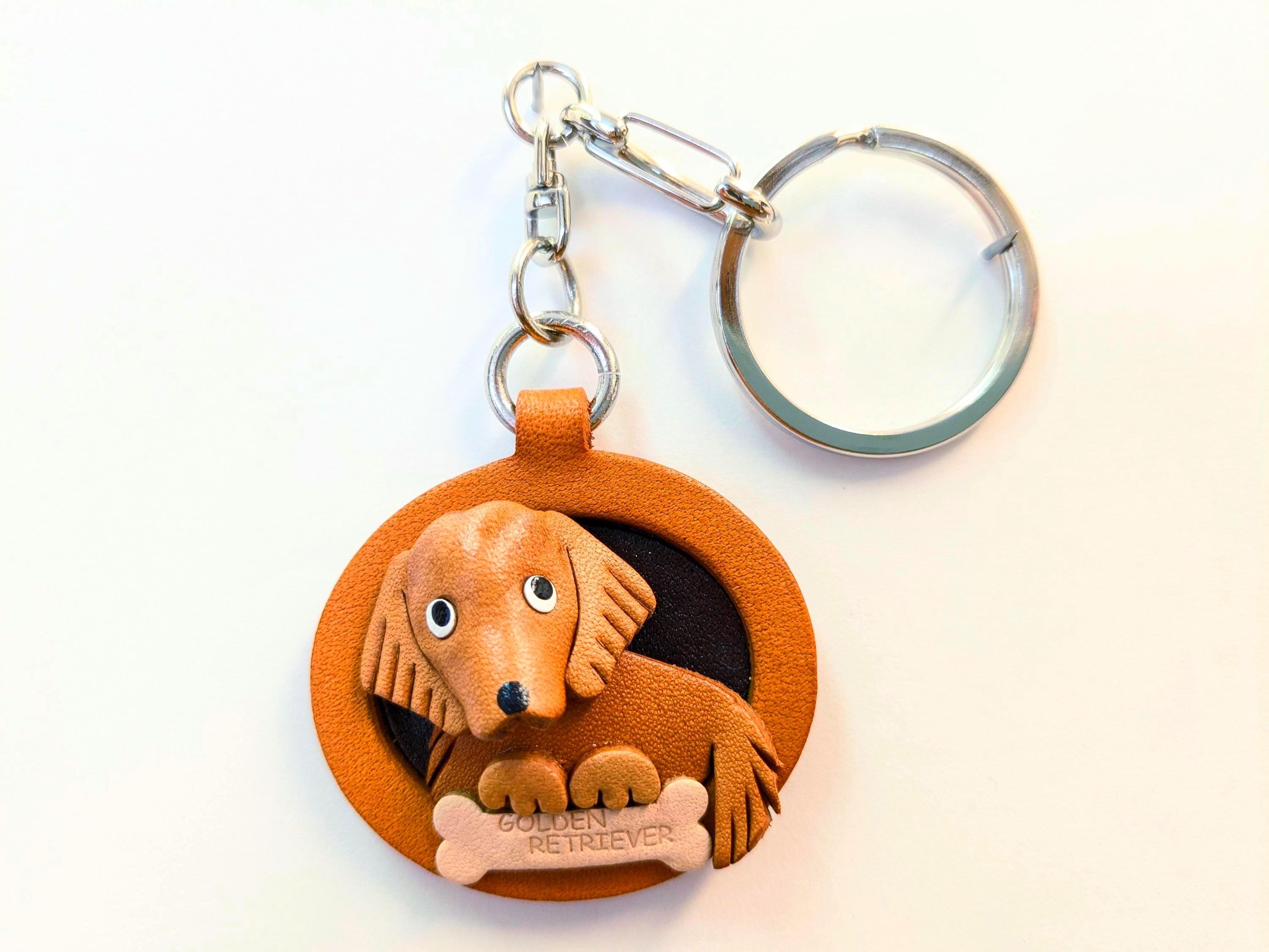 アクセサリー megumegu 3D Leather Golden Retriever Keychain, Handmade Dog Charm - Etsy
