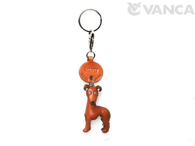 Whippet 3D Leather Dog Keychain Keyring Purse Charm Zipper Pull