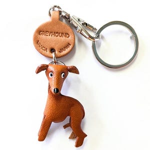 Portachiavi con ciondolo a forma di cane in pelle 3D Greyhound, accessorio per borsetta con tiretto per cerniera *VANCA*, prodotto in Giappone #56781